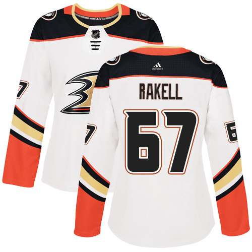 Adidas Ducks #67 Rickard Rakell White Road Authentic Women's Stitched NHL Jersey